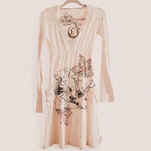 Vintage Y2K Key Closet White Koala Graphic Tunic Dress Hooded small